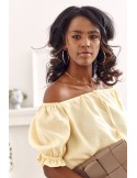 Yellow short blouse with ruffled neckline MP29435 - Online store - Boutique